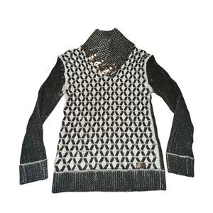 Leif Nelson Knit Sweater Men's Size 4XL Black White 3D Knit Shawl Neck Slim Fit